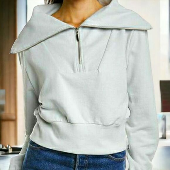 Eleven Paris Half-Zip Light Blue Sweatshirt - Picture 1 of 11